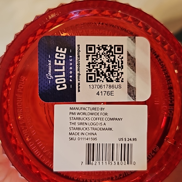 NWT ☕️ Starbucks UW-Wisconsin Madison Venti Studded Red Tumbler Cold Cup (24 oz) - Picture 4 of 8